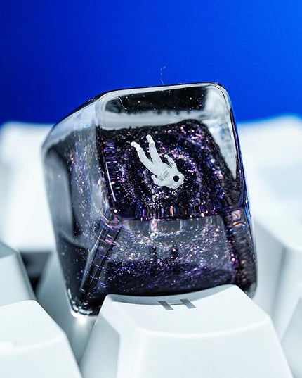 Purple Galaxy Swirl Astronaut Artisan Keycap R1 SA Profile Custom 1U ESC Astronauts Keycaps Handmade Gaming Resin Key Cap Cherry MX Switch Compatible Mechanical Keyboard Gift for Space Lover
