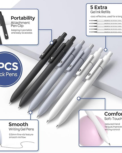 Nicpro 50 PCS School Supplies Stationary Set with Pencil Case - 6 Gel Pens & Refills, 12 Highlighters, 6 Art Mechanical Pencil Set, 12 Tube lead Refills for College Essentials Office Stationery -Black