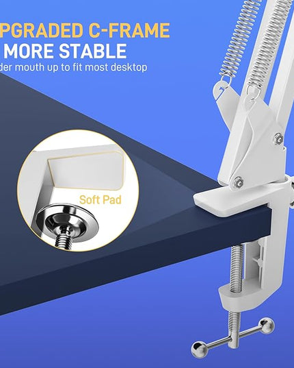 MAONO Boom Arm Microphone Stand: Adjustable Metal Suspension Mic Boom Arm for Podcasting Gaming Streaming Recording,with Desk Clamp and 3/8" to 5/8" Screw Adapter-Max Load 1KG BA20 White