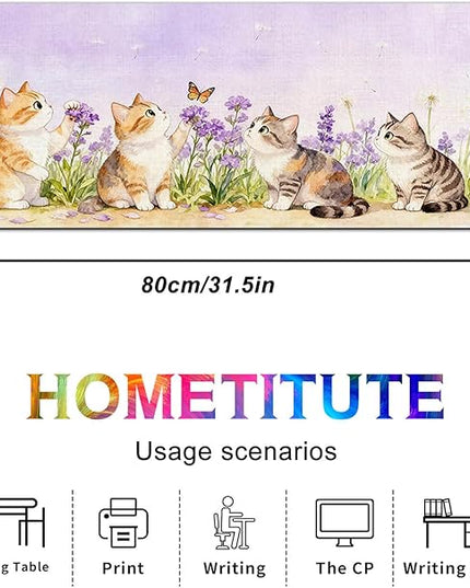 XL Mouse Pad Gaming Mousepad 31.5 x 11.8 Inch Large Keyboard Desktop Mat Diatomite Mouse Pad for Home and Office Desk Accessories with Watercolor Cat Lavender Meadow Artwork