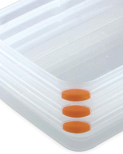 Sterilite Ultra-Seal 12 Cup Rectangle, Airtight Food Storage Container, Latching Lid, Microwave and Dishwasher Safe, Clear With Orange Gasket, 6-Pack