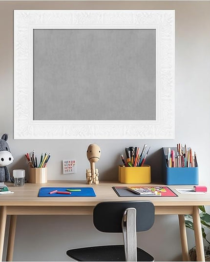 Amanti Art White Framed Magnetic Board 25x31 Medium Vision Board for use with Magnets, 100% Metal Sheet to Display Items as Office Decor or for Home Organization in mudroom, Kitchen or Kids Room