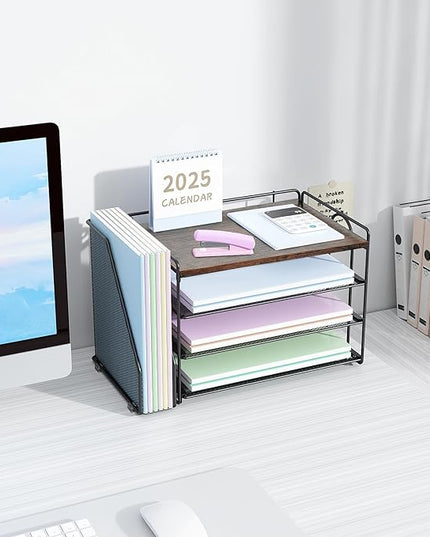 Spacrea Desk Organizers and Accessories, Paper Organizer for Desk with File organizer, Desk Accessories & Workspace Organizers for Catalog & Reference Racks (Wood)