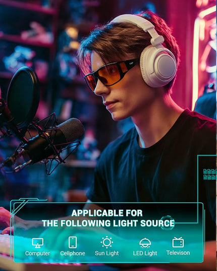 TIJN Sonia Sleep Glasses for Blue & Green Light Blocking,Red Lens with Dual AR Coating,Wraparound Frame for Gaming Screen