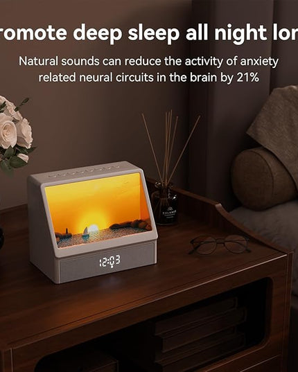Sunrise Alarm Clock with Sound Machine for Bedrooms Heavy Sleepers,Smart Wake Up Light Sunrise Alarm Clock White Noise Machine for Adults Kids(White)
