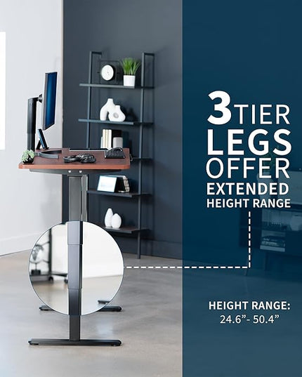VIVO Electric 60 x 24 in Dual Motor Sit Stand Desk, Memory Height Adjustment, 2B Series, Dark Walnut Top Black Frame, DESK-KIT-2B6D