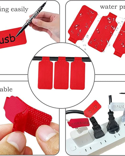 60 Pcs Cable Labels & Reusable Hook and Loop Fastening Ties Set - 30 Pcs Cord or Wire Labels & 30 Pieces Cable Tags for Electronics, Home & Office Cord Management