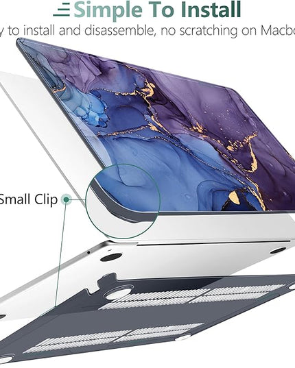 DONGKE for M4 MacBook Air 13.6 Inch Case 2025 2024 2023 2022 Model A3240 A3113 A2681 M3 M2 Chip, Plastic Hard Shell Case Cover with Touch ID for MacBook Air 13 Inch M4 - Abstract Marble