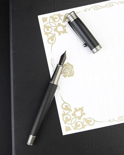 GC QUILL Fountain Pen Set - Fine & Medium Nibs, Includes 18 Ink Cartridges, Ink Refill Converter & Syringe Filler, Gift for Writing, Journaling & Calligraphy MU-13