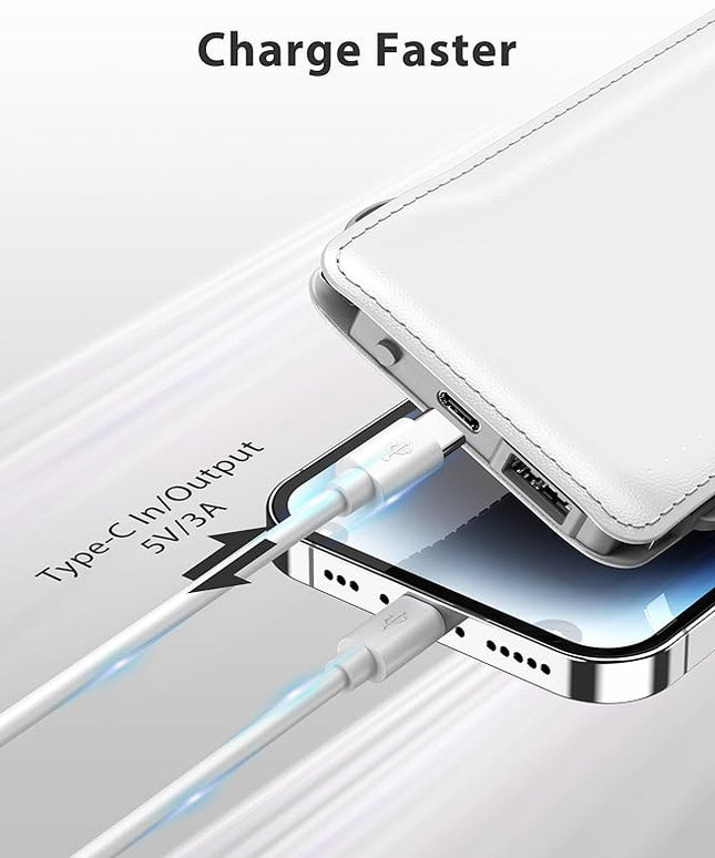 TG90° 10000mAh Power Bank Built-in Cables(No Plug), Pocket Size USB C Portable Charger, 3A Fast Charging External Battery Pack, Travel Essential Phone Powerbank Compatible with iPhone Samsung iPad
