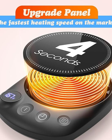 KitchekShop Coffee Mug Warmer - Fastest Heating & Highest Temperature, Coffee Cup Warmer for Desk Auto Shut Off, 4 Temp Settings & 1-12H Timer, Smart Electric Beverage Warmer for Coffee (Glossy Black)