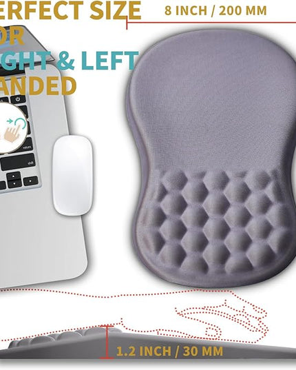 Hokafenle Ergonomic Mouse Pad Wrist Support with Massage Design, Wrist Rest Pain Relief Mousepad with Memory Foam&Non-Slip PU Base, Mouse Pads for Wireless Mouse & Desk (12x8 inch,Light Purple Gray)