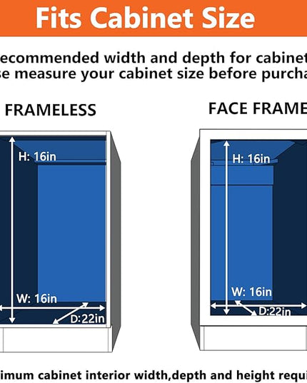 ROOMTEC Individual Pull Out Cabinet Organizer (15½" W x 21½" D), 2 Tier Spice Rack Organizer for Cabinet, Slide Out Drawer Pantry Shelf Organization and Storage for Kitchen Bathroom