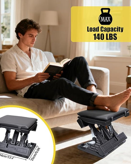 Foot Rest for Under Desk at Work Ergonomic Footrest with Adjustable Height and Angle, Foldable Foot Stool with Removable Pad Massage Beads for Office Gaming Chair Gray