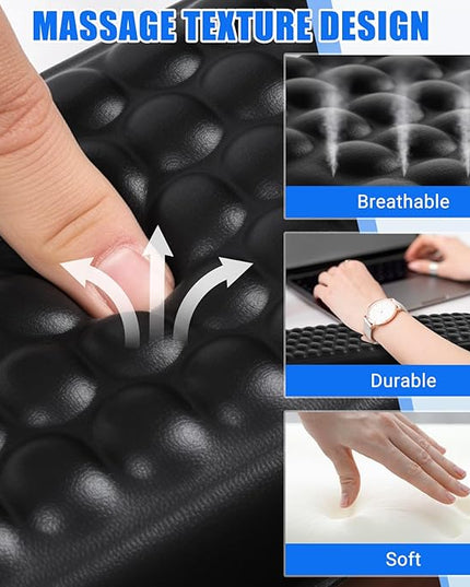 L-Shaped Desk Elbow Pad，Arm Rest for Desk 2-Piece Ergonomic Wrist Rest with Non-Slip Base Memory Foam Elbow Support Padding for Computer Keyboard, Office and Home (Leather)