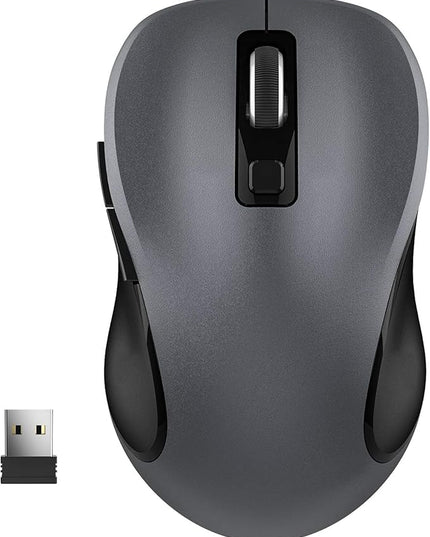 WisFox 2.4G Wireless Mouse for Laptop, Ergonomic Computer Mouse with USB Receiver and 3 Adjustable Levels, 6 Button Wireless Mice for Windows Mac PC Notebook (Grey)