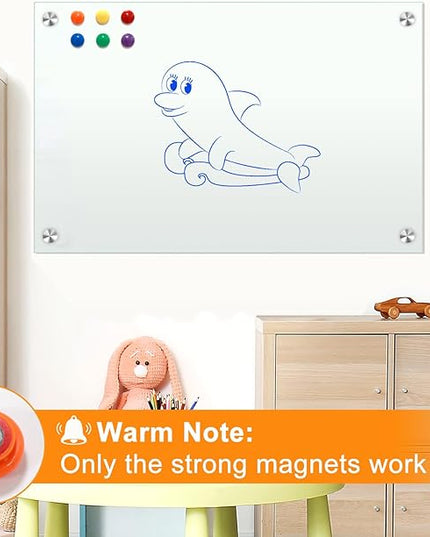 H-Qprobd Glass Whiteboard 36"x24" Magnetic Dry Erase White Board for Wall, Includes 12 Magnets, 8 Markers and 2 Erasers