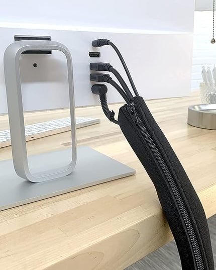 Zipper Cable Sleeve by Wrap-It Storage - 24" x 4" (4-Pack) Black - Cord Organizer and Cable Protector for Desk, Computer, TV Cord Management to Hide and Cover Wire and Extension Cables