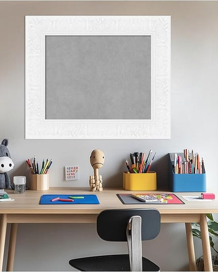 Amanti Art White Framed Magnetic Board 23x27 Small Vision Board for use with Magnets, 100% Metal Sheet to Display Items as Office Decor or for Home Organization in mudroom, Kitchen or Kids Room