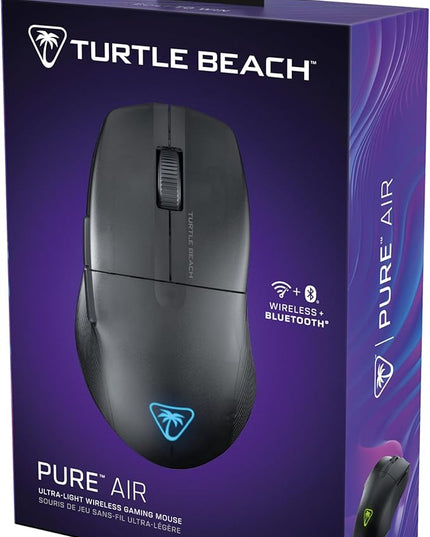 Turtle Beach Pure Air Wireless RGB Gaming Mouse, Ultra-Light 54g Ergonomic Design, 26000 DPI Optical Sensor, 125-Hour Rechargeable Battery, Dual Wireless + Bluetooth, Titan Optical Switches – Black