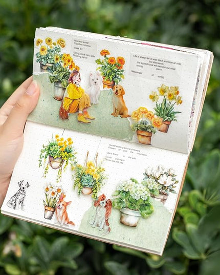 MiyouLuna 150Pcs Potted Plant Stickers, Botanical PET Stickers for Scrapbooking, DIY Crafts, Journaling, and Junk Journal Ephemera with Organizer