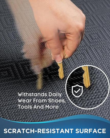 Ophanie Kitchen Mats for Floor, 3/4 inch Thick, 17x24 Anti Fatigue Cushioned Mat, Kitchen Rugs, Waterproof, Comfort Ergonomic Standing Mat for Office, Home, Sink, Black Non-Slip Ridged Bottom