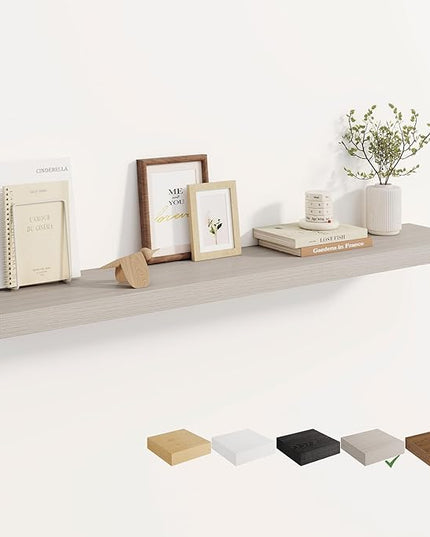 Dreamland 48 Inches Floating Shelves for Wall, 8" Deep Long Floating Shelves Set of 1, Large Display & Storage Shelf, Wall Shelf for Bathroom Bedroom Living Room Kitchen Office, Grey