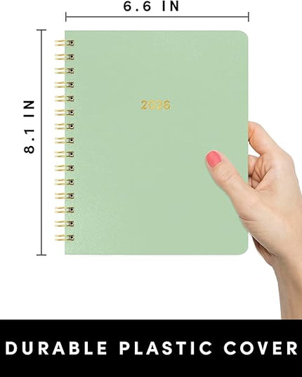 PAPERAGE 2026 Weekly & Monthly Planner, 12 Months (January 2026 - December 2026), 6.6 in x 8.1 in, Spiral Bound 2026 Planner with Weekly, Monthly & Yearly Views, Note Pages & Inner Pocket – Sage Green