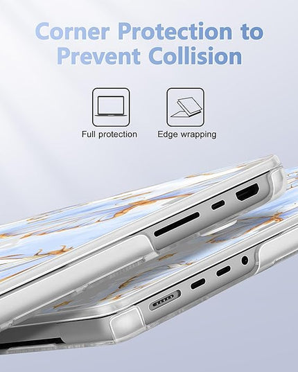 May Chen Case for MacBook Pro 14 inch, Models A2442 A2779 A2918 A2992 A3401 A3185 A3112 A3434, M1 M2 M3 M4 M5 Chip (2021-2025 Release), Plastic Hard Shell Case with Keyboard Cover, Blue Butterfly
