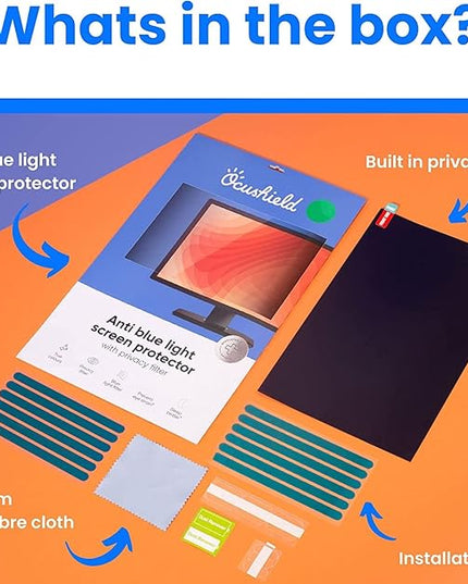 Ocushield 15.4” W (16:10) Premium Anti Blue Light Screen Protector for Laptops and Computer Monitors - Privacy - Anti-Glare - Easy Install - Anti-Fingerprint - Reduce Eye Fatigue (332 x 208mm)