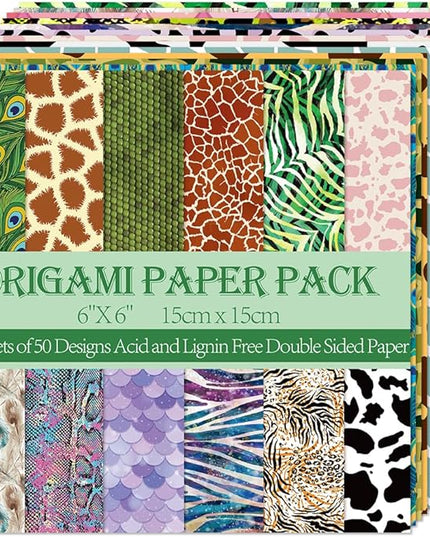 Origami Paper Kit Dobule Sided 100 Sheets 100 Colors 6 Inch Japanese Chiyo Square Easy Fold Arts Crafts DIY Handwork Origami Papers Animal Fur Bee