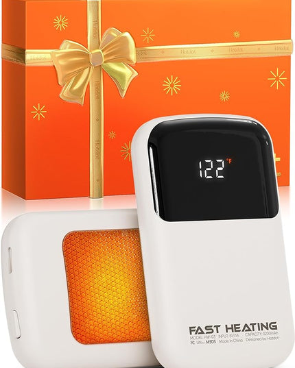Hotdot Hand Warmers Rechargeable 2 Pack, 3 Heat Levels (104–121°F), Real-Time Temp & Battery Display, Electric Hand Warmers, Fast Heating, Fits in Gloves/Pocket, Gifts for Women & Men
