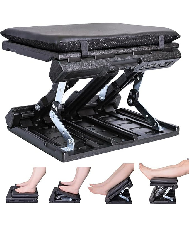 Foot Rest for Under Desk at Work Enlarged, Ergonomic Footrest with Adjustable Height and Angle, Foldable Foot Stool with Removable Pad Massage Beads for Office Gaming Chair Black