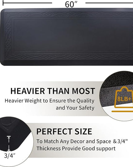 24 x 60 Inch Extra Support Anti Fatigue Comfort Kitchen Mat, Waterproof Long Kitchen Runner, Non-Slip Standing Desk Mat, Commercial Pads for Offices, Home, Garages (Bordeaux Black, 24'' x 60'')