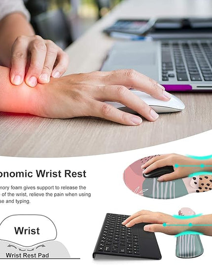 Lateefah Mouse Pad with Wrist Rest, 3-in-1 Gaming Mouse Pad, Keyboard Wrist Rest, Ergonomic Memory Foam Mousepad with Wrist Support for Computer Keyboard