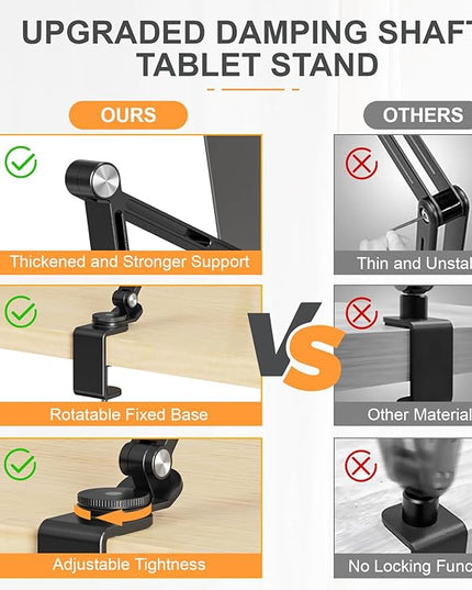 Houele Tablet Stand Holder, Adjustable Foldable Tablet Arm iPad Desk Mount with 360°Rotate Base, Phone Holder iPad Stand for Desk and Bed, Compatible with Tablets, Phones or Other 4-15.6" Device