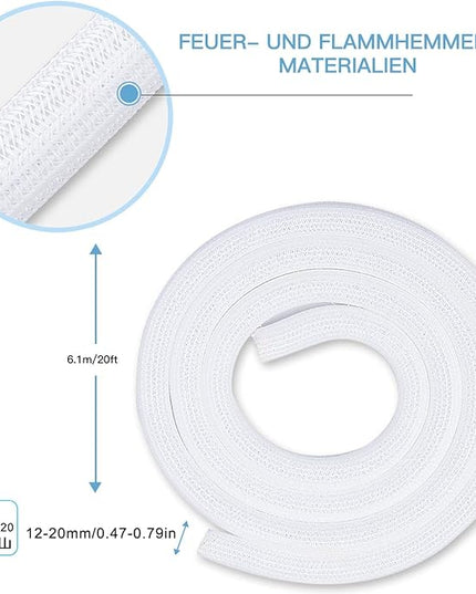 AGPTEK Cable Sleeve Cover, 20ft - 4/5 inch Desk Cord Organizer Cable Hider, Home Office Wire Management Computer TV Wire Loom Tubing, Pet Proof Cord Protector, from Cat Dog Chewing, White