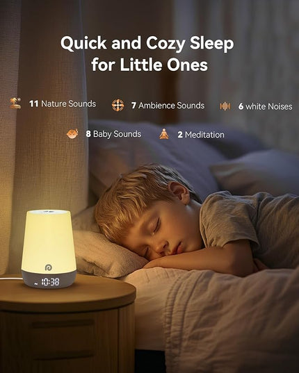 Dreamegg Nite 1 - Baby Sound Machine, Sleep Trainer, Night Light for Kids, Ok to Wake Alarm Clock, 34 Soothing Sounds, App Control, White Noise Sound Machine for Baby Kids Toddler Nursery(Cozy Xmas)
