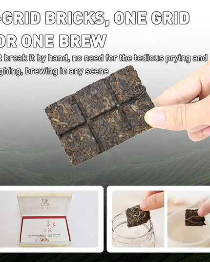 Organic Pu-erh Tea Brick Gift Set - Aged 10 Years Organic Pu'er Ripe Tea Cake, 50g x 8 Cakes Pu-erh, Premium 2015 Harvest Aged Fermented Chinese Black Puerh Traditional Puer for Gifts, Daily Drinking
