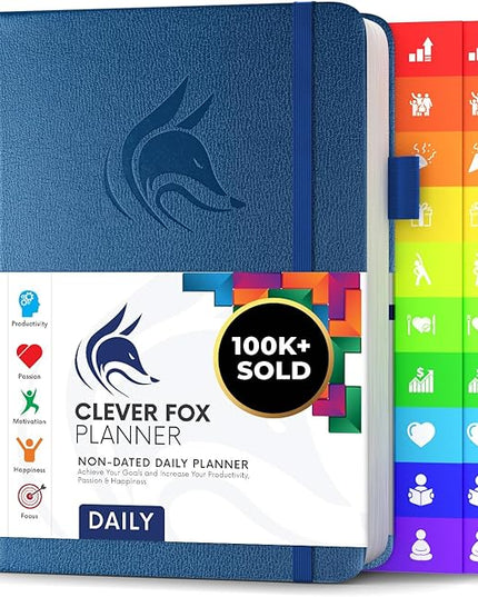 Clever Fox Daily Planner – Undated Planning Notebook with Hourly Schedule & To-Do List – Personal Day Task & Work Organizer, 6 Months (Mystic Blue)