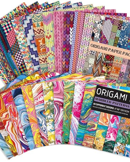 Origami Paper Kit Dobule Sided 100 Sheets 100 Colors 6 Inch Japanese Chiyo Square Easy Fold Arts Crafts DIY Handwork Origami Papers Cloth Rock Color