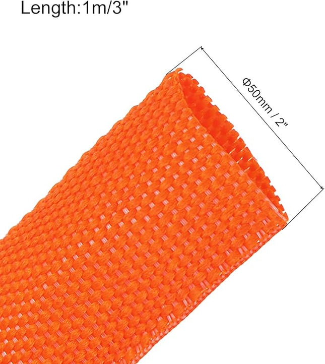 MECCANIXITY Braided Cable Sleeves Heat Shrinkable Fabric Sleeving, 2" 3ft Orange 2:1 Ratio Heat Shrinkable Cord Protector for Harness Cable, Network Cable Protection, Cable Management