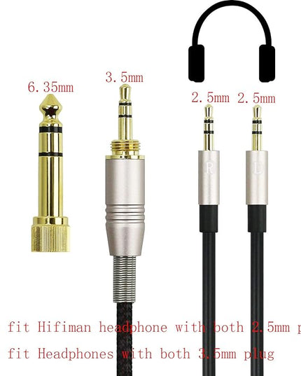 NEW NEOMUSICIA Replacement Cable Compatible with Hifiman HE400S, HE-400I, HE-400i（Dual 2.5mm Port）, HE560, HE-350, HE1000, HE1000 V2 Headphone 3.5mm / 6.35mm to Dual 2.5mm Jack Male Cord 3meter/9ft