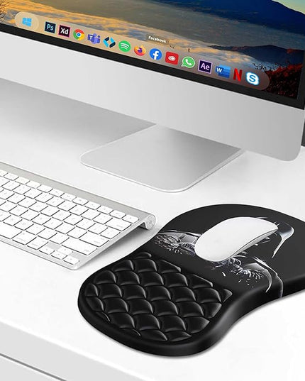 Ergonomic Mouse Pad with Wrist Rest, Soft Mousepad with Massage Design, Memory Foam and Non-Slip PU Base for Pain Relief, Gaming Mouse Pad for Desk, Home, Office, Black