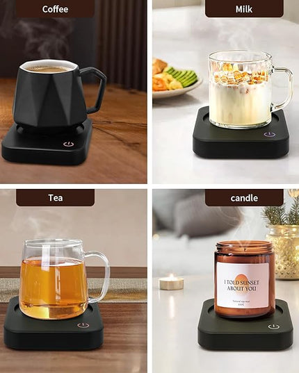 ANBANGLIN Coffee Mug Warmer, Smart Cup Warmer for Desk, 3 Temperature Control & Auto Shut Off, Electric Cup Warmer for Heating Milk,Tea,Beverage,Candle (Black-No Mug)