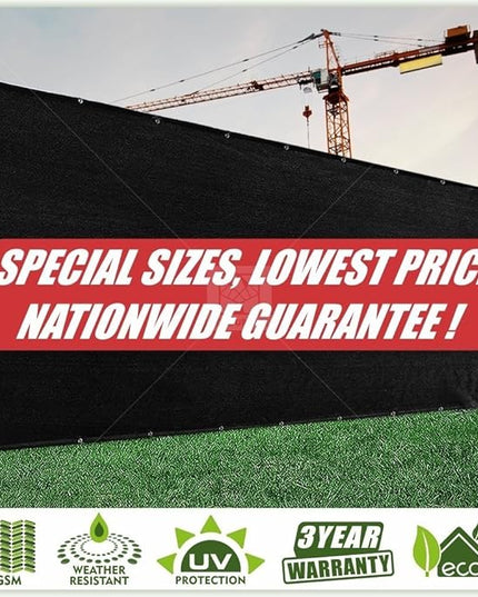 ColourTree Customized Size 6' Black and White Fence Screen Privacy Screen Heavy Duty Cable Zip Ties Included
