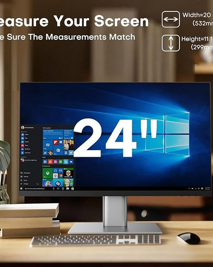 OMOTON Computer Privacy Screen for 24 Inch 16:9 Aspect Ratio Computer Monitor, Magnetic Privacy Eye Protection Anti Glare Blue Light Shield Filter, Hanging Removable Anti-Scratch Protector Film