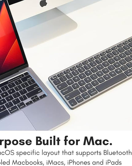 Macally Backlit Bluetooth Keyboard for Mac - Compatible Apple Keyboard Wireless - Multi-Device for MacBook Pro/Air, iMac, iMac Pro, Mac mini/Pro