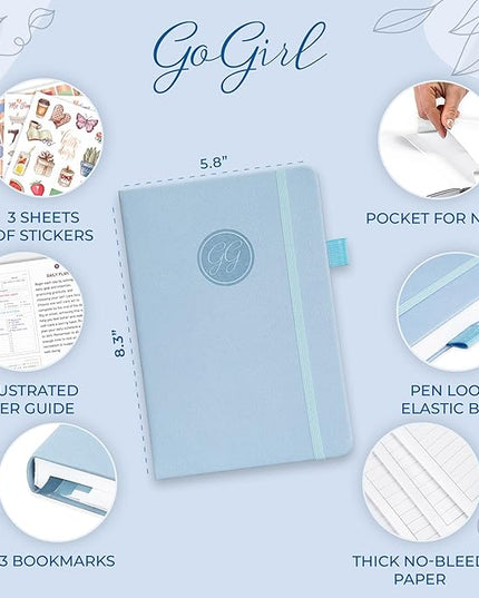 GoGirl Self-care Journal – Daily Mental Health Notebook with Mood & Wellness Trackers – Personal Development, Meditation & Reflection Journal for Women – Hardcover, Lasts 3 Months (Periwinkle)