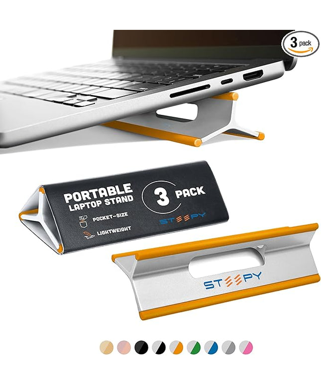 Steepy Portable Laptop Stand for Desk – Adjustable Height, & Portable Laptop Holder – Ergonomic Computer Stand for Cooling & Comfort – Slip-Proof, Sturdy Design – Universal Fit for 13-17 Inch Devices